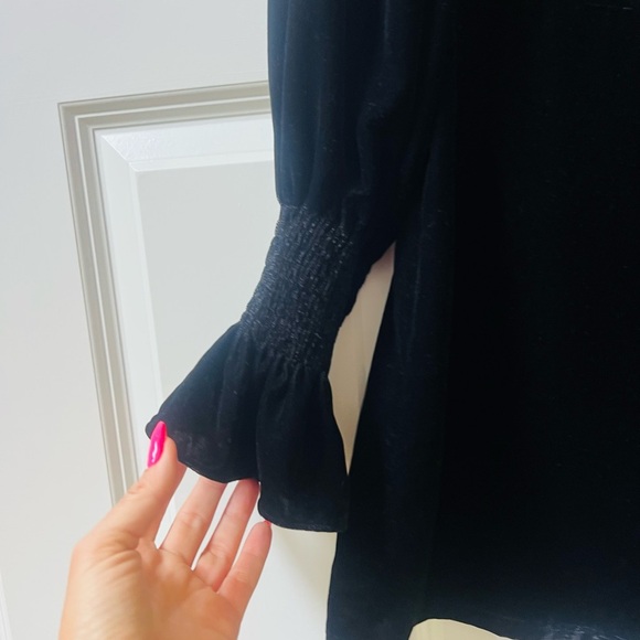 NWT Zara Black velvet Bishop Sleeve Mock Neck Cocktail Dress - Picture 3 of 8
